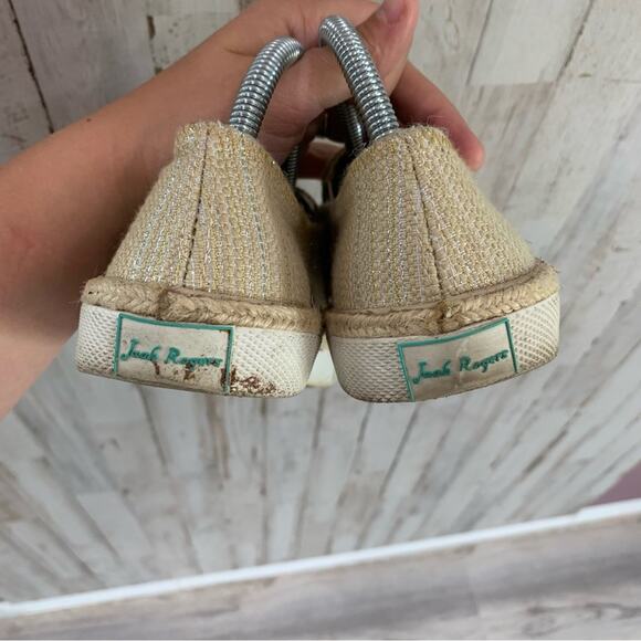 Jack Rogers "Tucker" Gold & Tan Espadrille White Slip On Sneaker - Picture 3 of 6